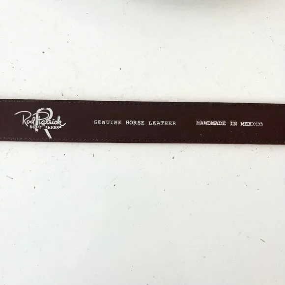 NEW Rod Patrick Boots Mens Western Belt 1.25" Sz 36 Tan Horse Leather Taper End - Picture 7 of 8